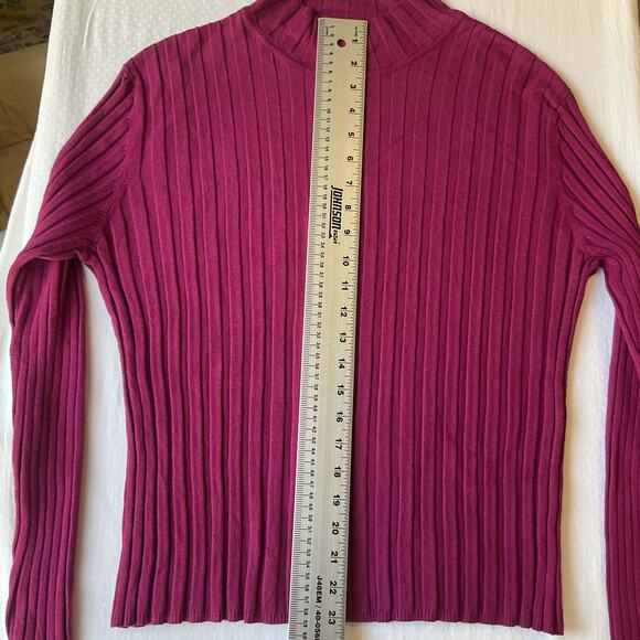 Talbots Women Sweatshirt XL Magenta Rayon Long Sleeve Mock Neck - Picture 6 of 8